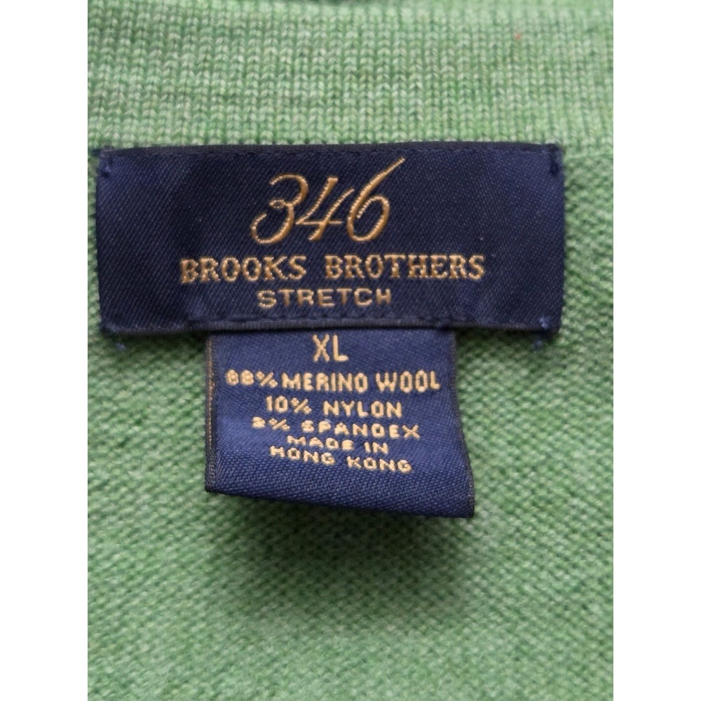 Brooks Brothers 346 Men Size XL Merino Wool Sweater Green Stretch Timeless - Picture 5 of 5